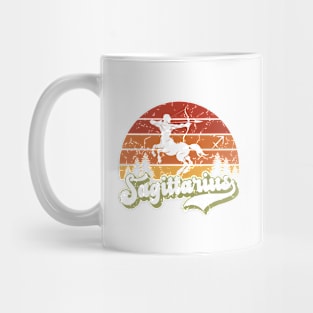 Sagittarius Zodiac Sign - Distressed Retro Sunset Mug